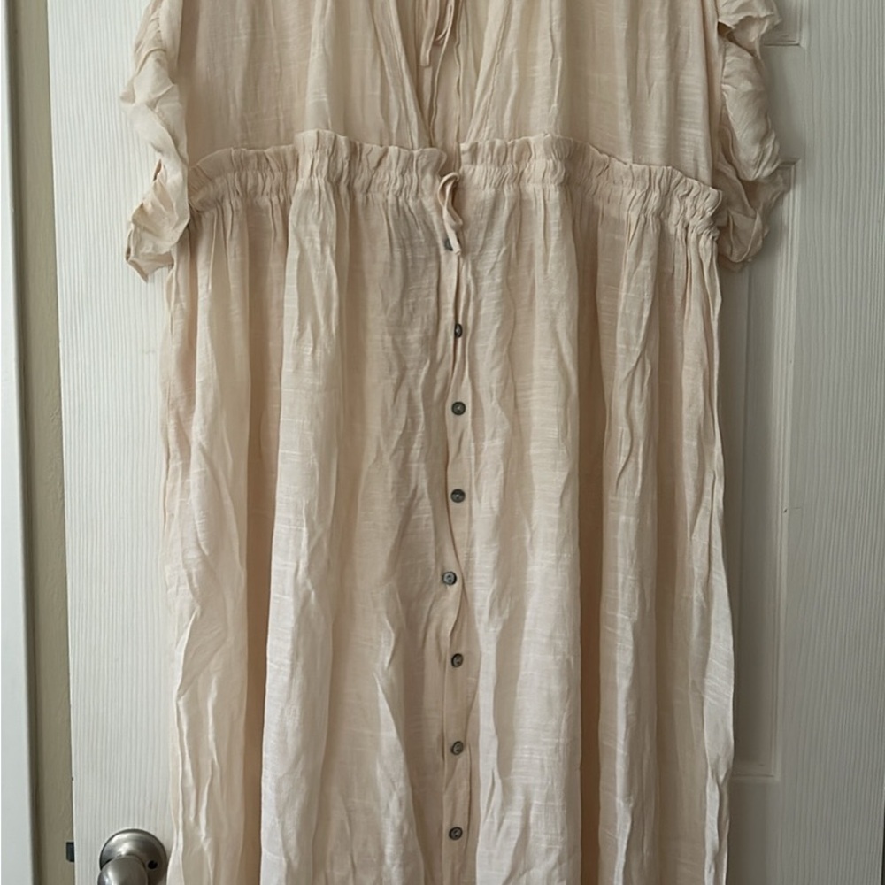 Cupshe Cream Button-Down Swim Cover Dress